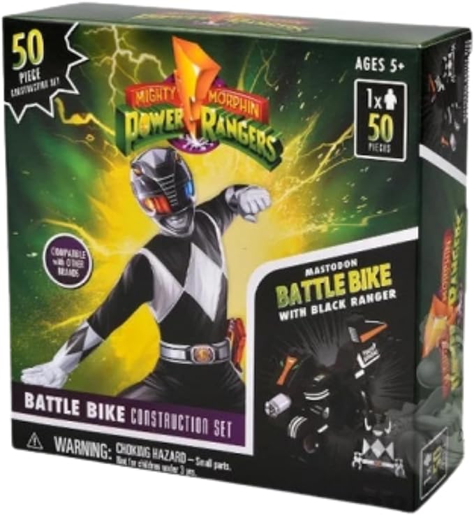 Power Rangers Hasbro Mighty Morphin 50 Piece Battle Bike Construction Sets - (Black Ranger)