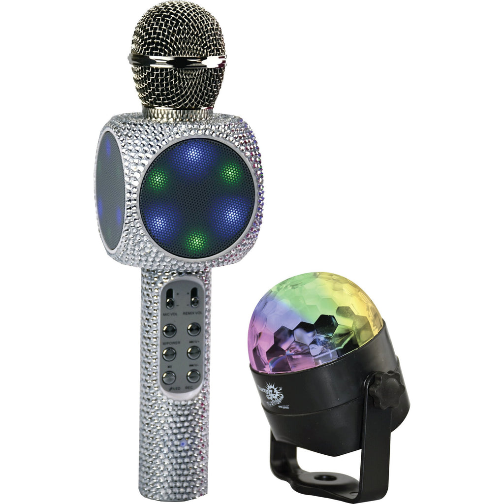 Party2-Go Karaoke Mic Disco Ball Combo, Silver Bling
