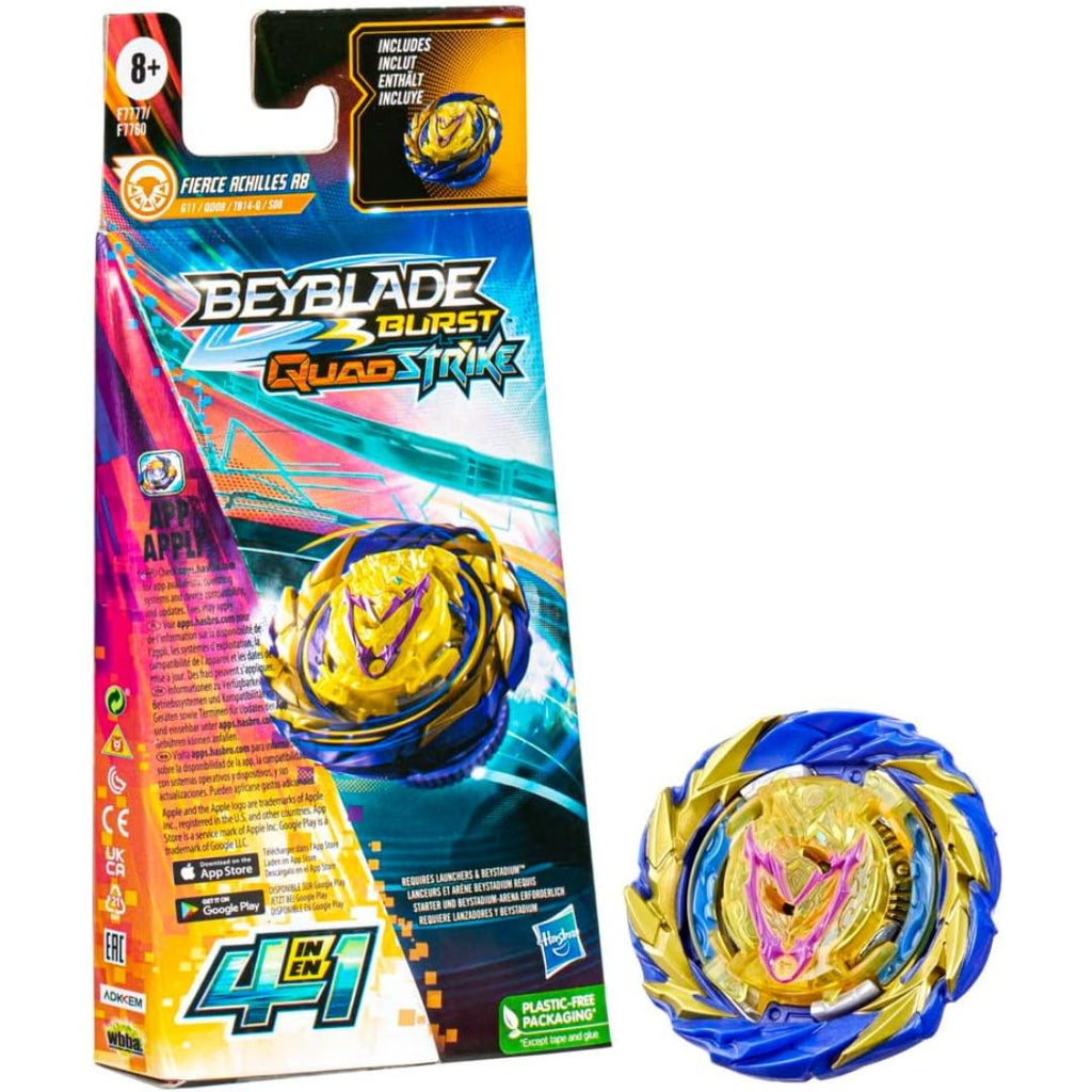 Beyblade Burst QuadStrike Single Pack Tops fierce achilles A8