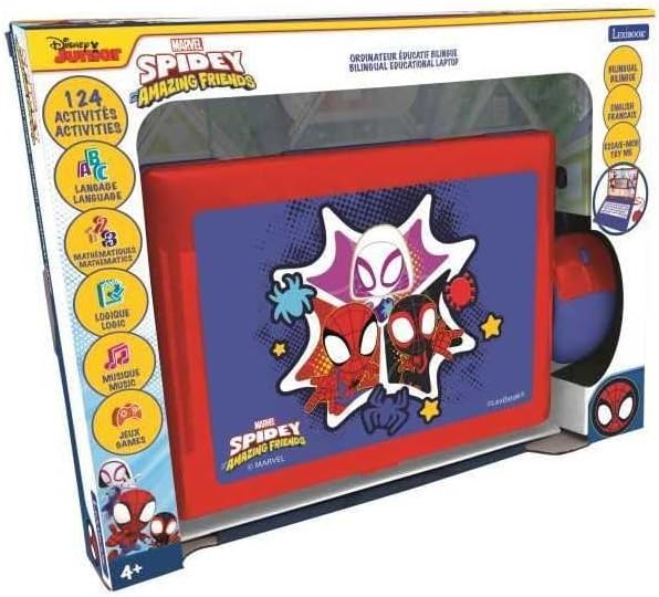 Lexibook Disney Marvel Spider-Man Bilingual French/English Educational Computer – Children's Toy with 124 Activities for Learning, Fun and play