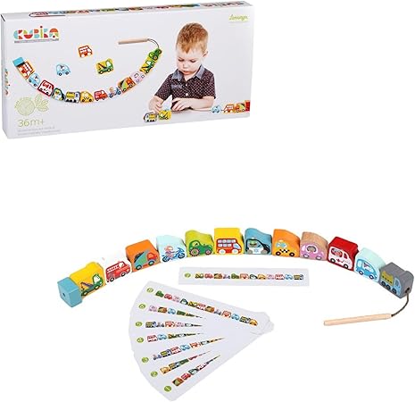CUBIKA Wooden Flyring Cars Lacing Toy