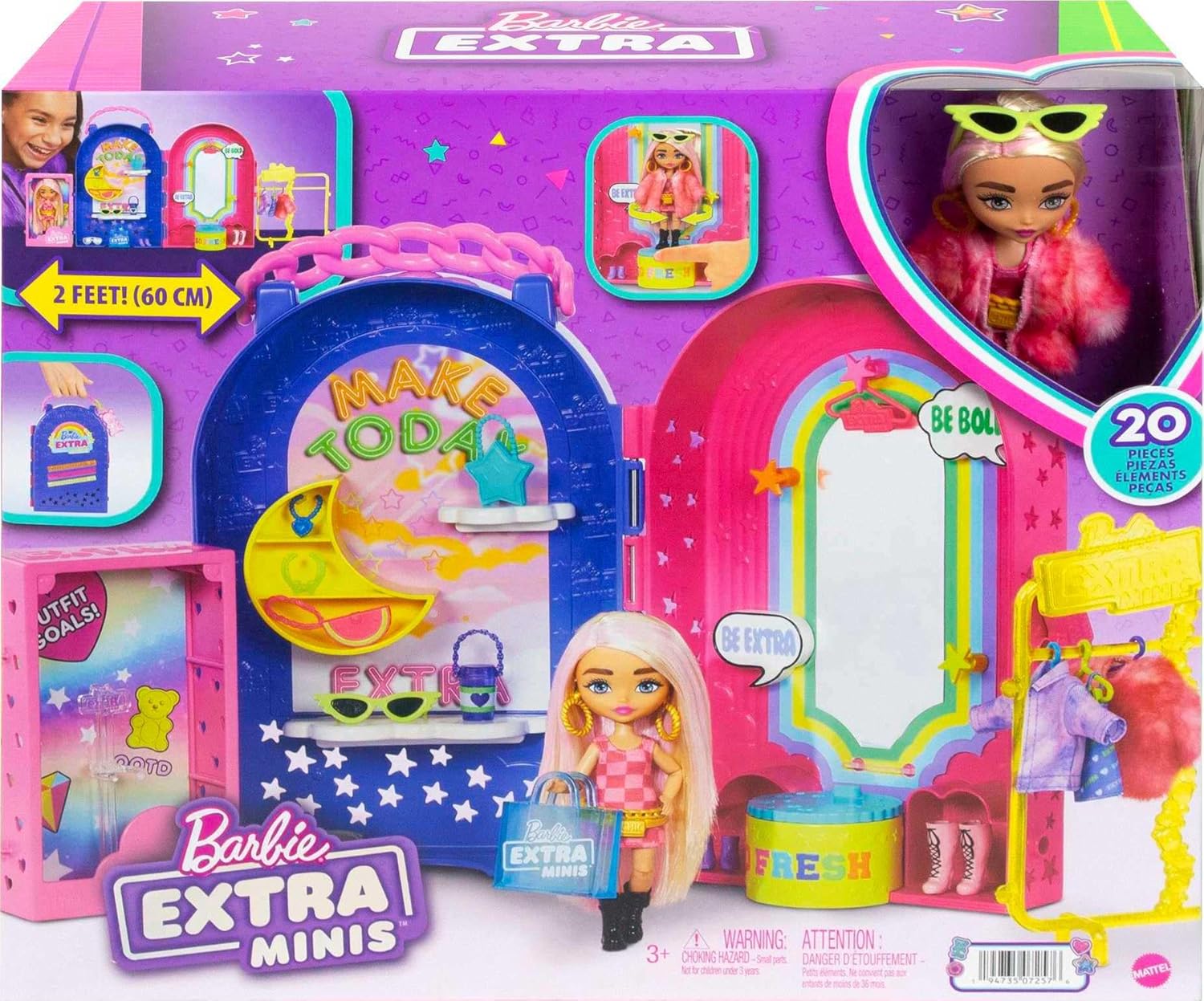 Barbie Extra Minis Doll & Fashion Playset with 15+ Pieces, Boutique wi ...