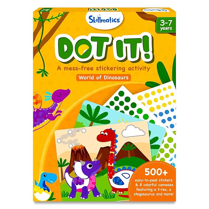 Skillmatics Paper Dot It Sticker Art Activity - Dinosaurs, Mess-Free Fun for Kids