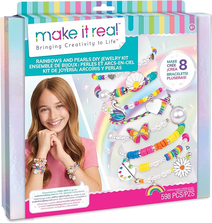 Make It Real 1729 Rainbows and Pearls Heart Craft Set, Multicoloured, S