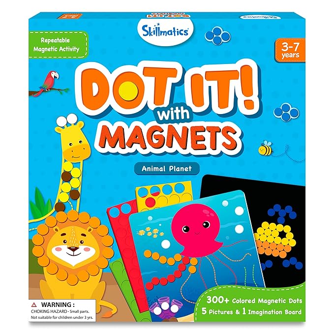 Skillmatics Dot It with Magnets - Animals, Repeatable Art for Kids, Mess-Free, Craft Kits