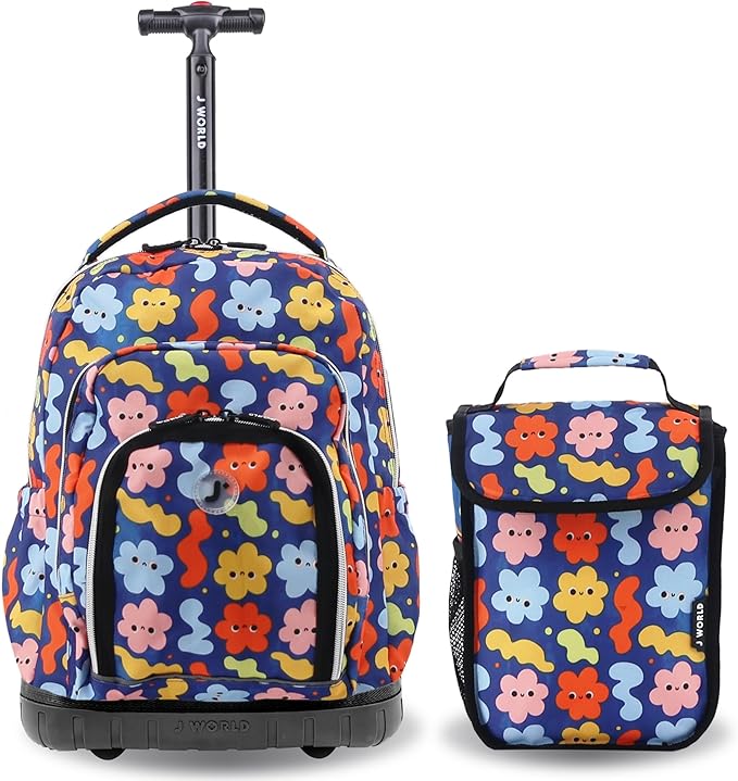 J World New York Lollipop Kids Rolling Backpack & Lunch Bag Set, Baby Cloud, One Size
