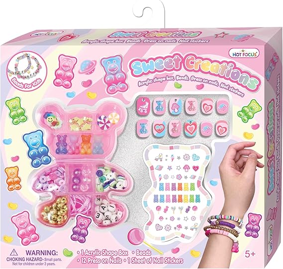 Hot Focus Sweet Creations Gummy Bear Press on Nail & Jewellery Set