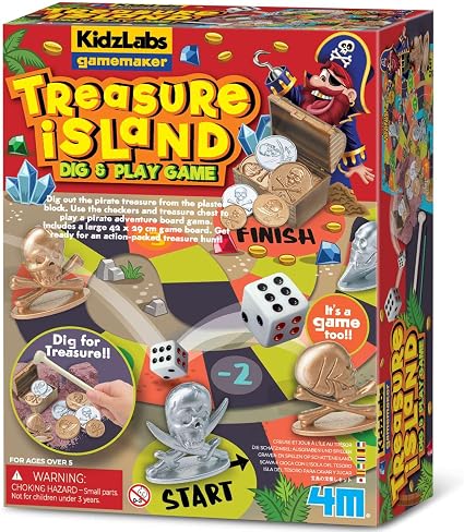 4M KidzLabs Treasure Island Dig & Play Game, Pirate Treasure Hunt