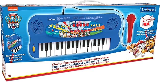 Lexibook, K703PA PAW Patrol Electronic Keyboard, 32 Keys Piano, Microphone for Singing