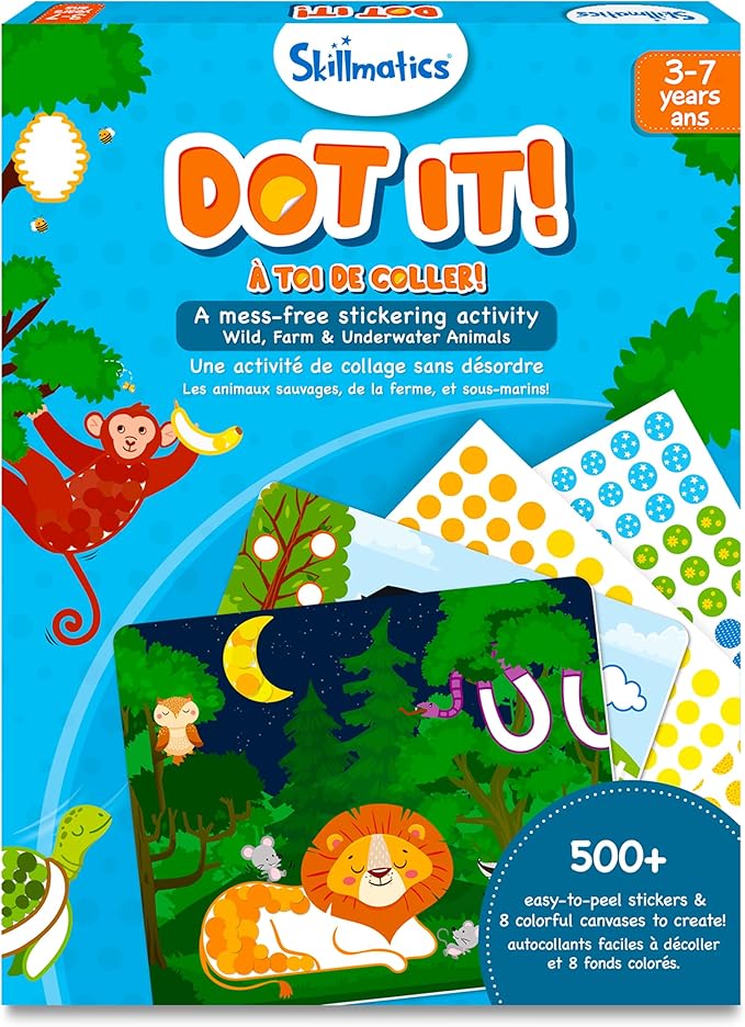 Skillmatics Dot It Sticker Art Activity - Animals, Mess-Free Fun for Kids