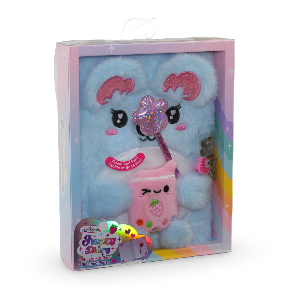 Hot Focus Koala Design Light-up Fuzzy Diary with Lock & Pen