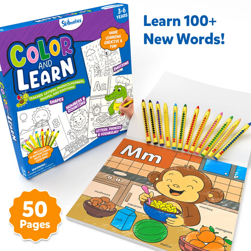 Color and Learn: Letters, Numbers, Phonics and Shapes | Colouring Book