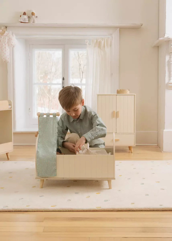 Wooden Dolls’ Crib & Accessories