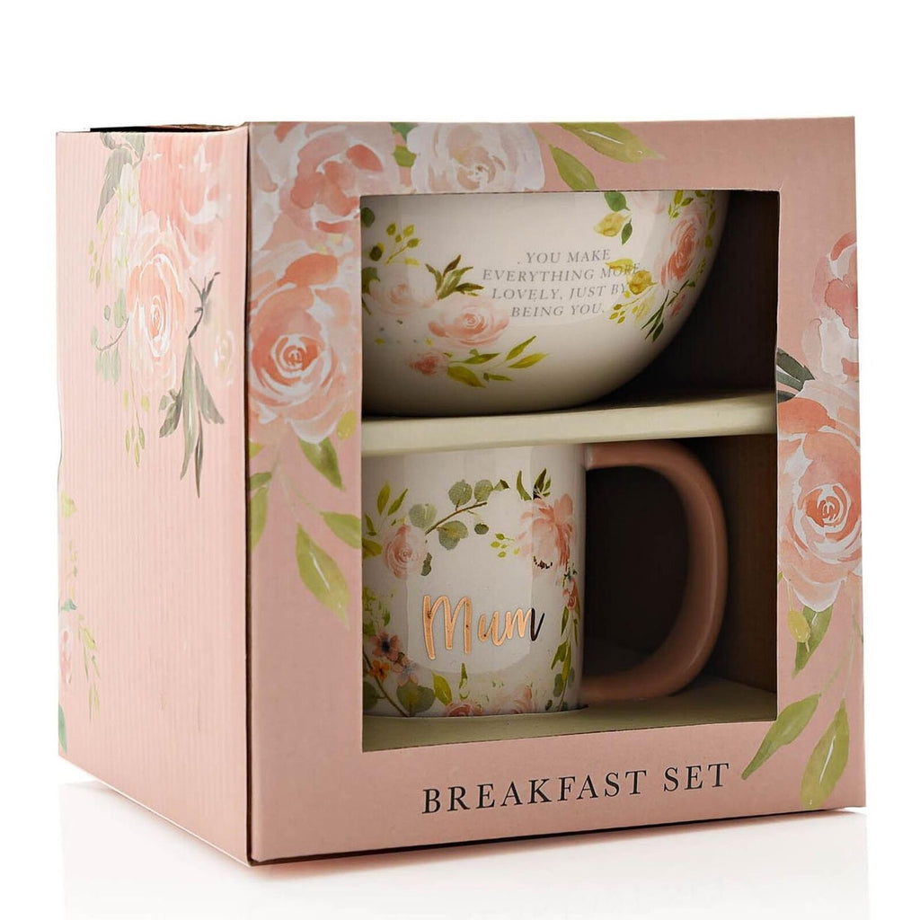 Ceramic Bowl and Mug Breakfast in Bed Set from Peaches and Cream - Mum