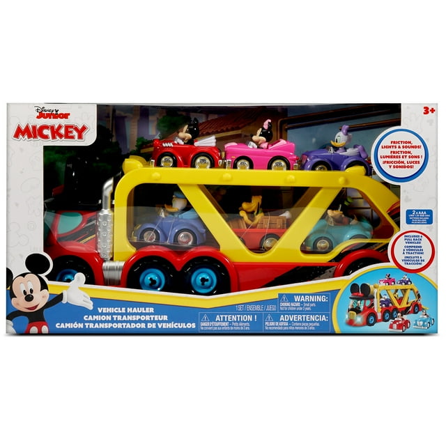 Disney Junior:19” Vehicle Hauler - Mickey Mouse - Light & Sounds Toy Truck Set