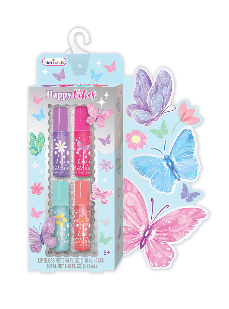 Hot Focus Happy Vibes Lip Gloss Set / Tie Dye Butterfly