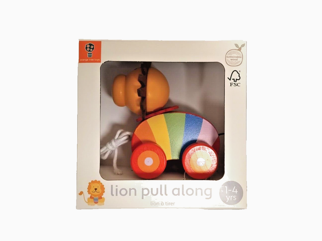 Lion Pull Along Wooden Toy Animal Pull Along Game