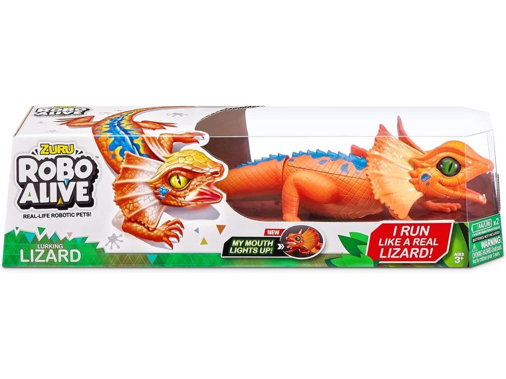 Zuru Robo Alive Orange Light-Up Frill Neck Lizard